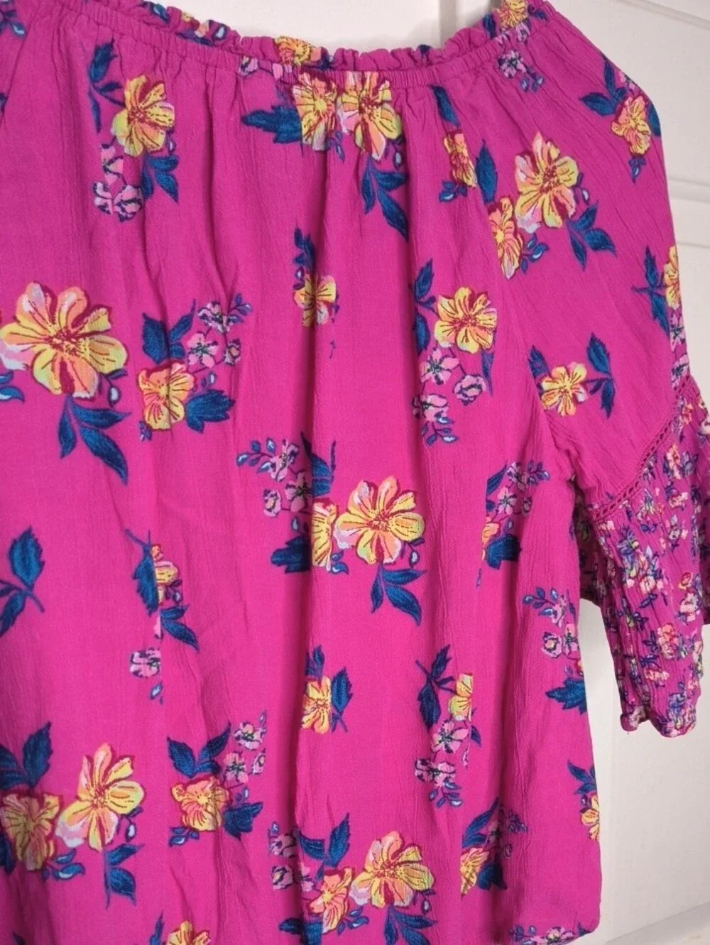 Justice Pink Floral Off-Shoulder Blouse